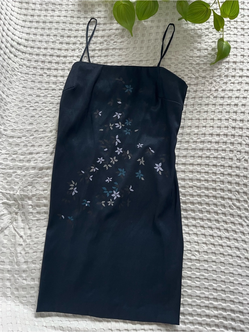 Navy Floral Spaghetti-Strap Mini Dress